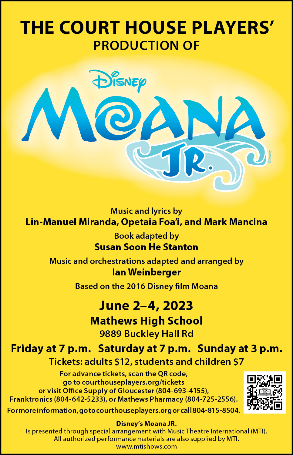 Disney's Moana JR.  Music Theatre International